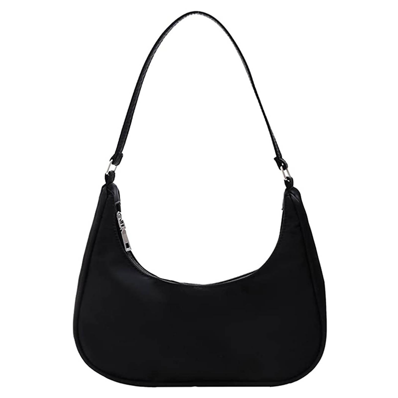 Niedliche Hobo-Tote-Handtasche für Damen, kleine Nylon-Umhängetasche, Mini-Clutch schwarz von Joom DACH