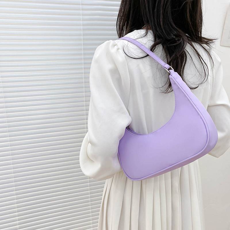Niedliche Hobo-Tote-Handtasche für Damen, kleine Nylon-Umhängetasche, Mini-Clutch violett Niedliche Hobo-Tote-Handtasche für Damen, kleine Nylon-Umhängetasche, Mini-Clutch violett von Joom DACH