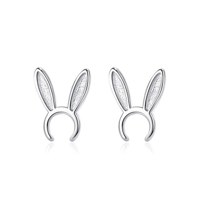 Niedliche Kaninchenohren Sterling Silber Ohrringe Mädchen S925 Koreanisch Schlichtes Silber Einfache Kreative Kaninchen Ohrringe silber von Joom DACH
