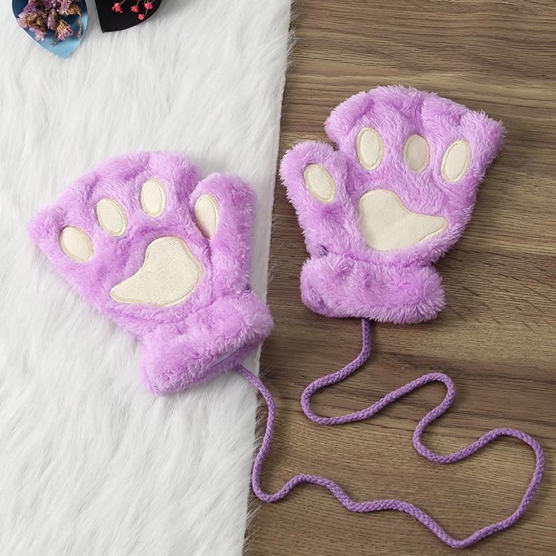 Niedliche Katzenpfote, flauschige Klaue, fingerlose Handschuhe, warm, weich, Plüsch, fingerlos, Panda-Handschuh, halber Finger, Damen-Winterkleidung, Weihnachtsgeschenke von Joom DACH