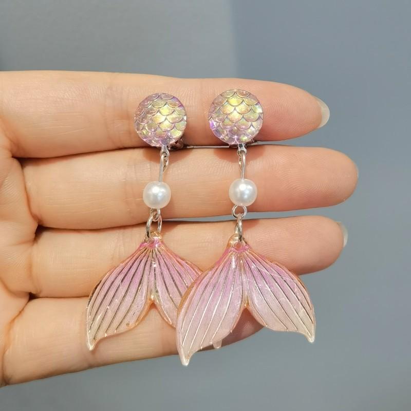 Niedliche Kinder-Ohrclips, Mädchen-Ohrringe ohne Ohrlöcher, Meerjungfrau kleines Mädchen Ohrclip-Ring-Set von Joom DACH