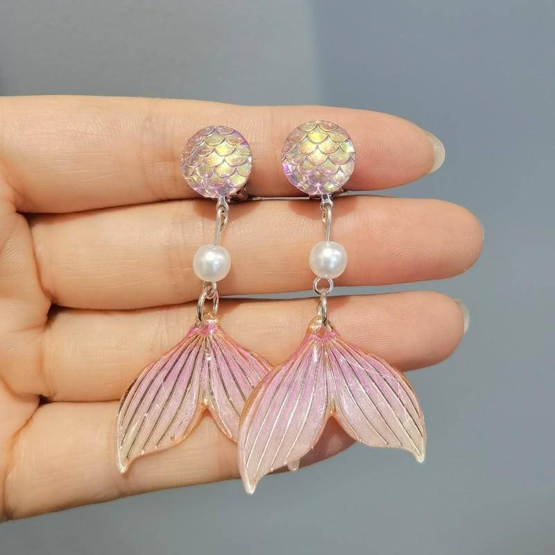 Niedliche Kinder-Ohrclips, Mädchen-Ohrringe ohne Ohrlöcher, Meerjungfrau kleines Mädchen Ohrclip-Ring-Set von Joom DACH