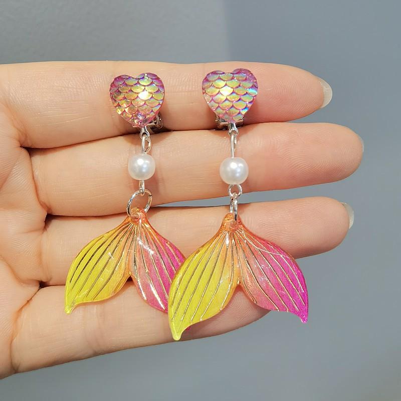 Niedliche Kinder-Ohrclips, Mädchen-Ohrringe ohne Ohrlöcher, Meerjungfrau kleines Mädchen Ohrclip-Ring-Set von Joom DACH