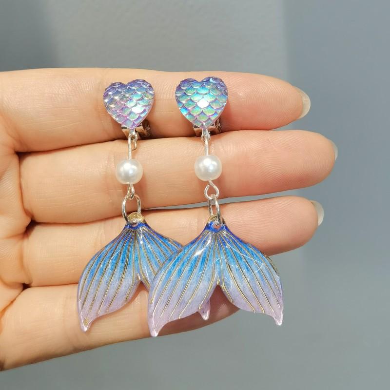 Niedliche Kinder-Ohrclips, Mädchen-Ohrringe ohne Ohrlöcher, Meerjungfrau kleines Mädchen Ohrclip-Ring-Set von Joom DACH