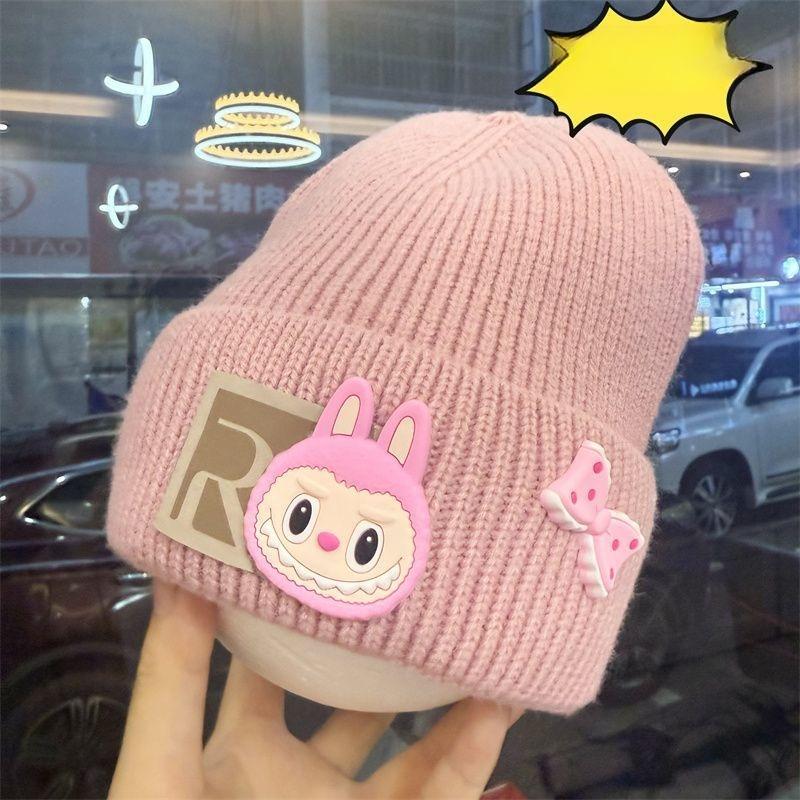 Niedliche Kinderhüte, modische gestrickte Wollmützen für Jungen und Mädchen Herbst und Winter, und warme Überzieh-Mützen 50-54CM von Joom DACH