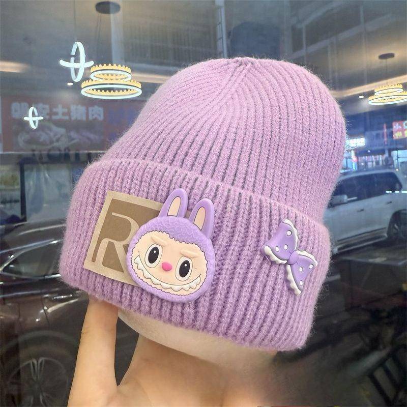 Niedliche Kinderhüte, modische gestrickte Wollmützen für Jungen und Mädchen Herbst und Winter, und warme Überzieh-Mützen 54-56CM von Joom DACH