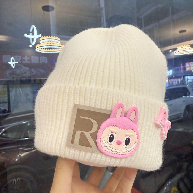 Niedliche Kinderhüte, modische gestrickte Wollmützen für Jungen und Mädchen Herbst und Winter, und warme Überzieh-Mützen 56-60CM von Joom DACH