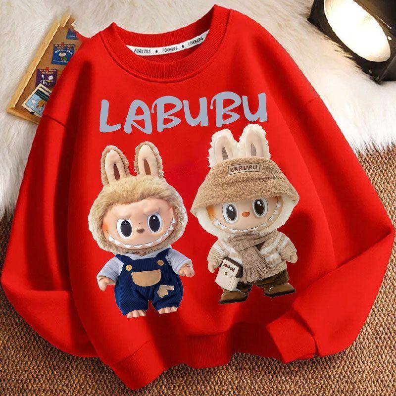 Niedliche Labubu Rundhals-Hoodies für Jungen und Mädchen für Frühling und Herbst, Langarm-Oversize-Jacken für Kinder 130 von Joom DACH