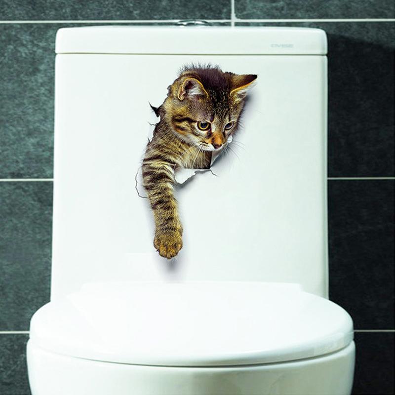 Niedliche Lustige Katzen Wandaufkleber Lochblick Badezimmer 3D Toilettenaufkleber Für Heimdekoration Tieraufkleber Selbstklebendes Poster von Joom DACH