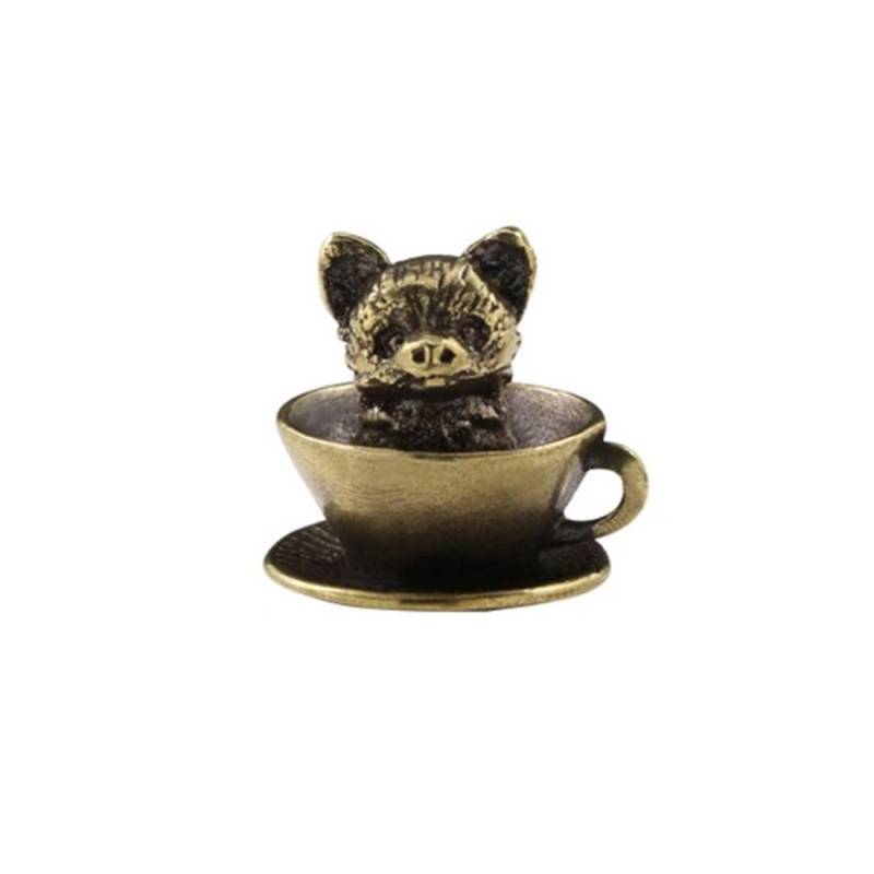 Niedliche Messing Kaffeetasse Haustier Figuren Kupfer Kaffeetasse Haustier Statue Auto Ornament dog von Joom DACH