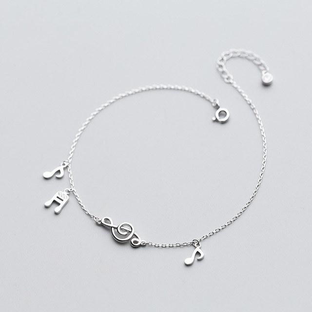 Niedliche Musiknote 925 Sterlingsilber Charm Fußkettchen für Damen Barfuß Beinkette Knöchel Fuß Armband Mädchen Dame Sommerschmuck 21cm von Joom DACH