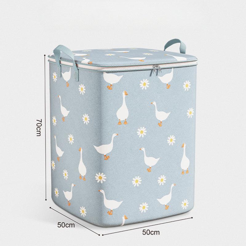 Niedliche Quilt-Aufbewahrungstasche mit Gänseblümchen und Ente, staubdicht, Organizer, Kleiderschrank, platzsparende Tasche, Reise, Umzug, Bettwäsche, Aufbewahrungsorganisation L blau von Joom DACH