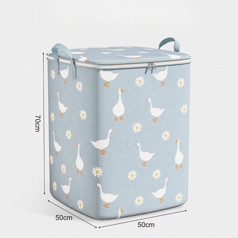 Niedliche Quilt-Aufbewahrungstasche mit Gänseblümchen und Ente, staubdicht, Organizer, Kleiderschrank, platzsparende Tasche, Reise, Umzug, Bettwäsche, Aufbewahrungsorganisation L blau von Joom DACH