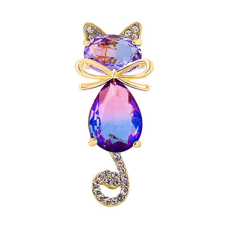 Niedliche Schleife Kätzchen Katze Broschen für Damen Anzug Schal Schnalle Einfache Strass Schöne Katze Tier Brosche Pins Schmuck Geschenke von Joom DACH