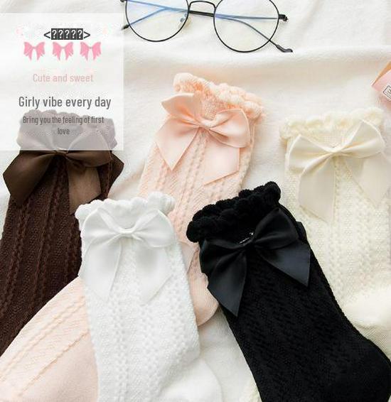 Niedliche Schleife Spitze Japanische Lolita Mid-Tube Socken für Mädchen One Size rosa von Joom DACH