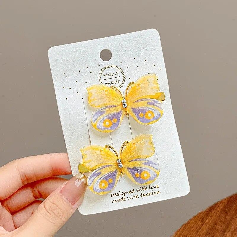 Niedliche Schmetterlings-Haarnadeln für Kinder, süße, bunte Haarspangen, Kopfbedeckungen, koreanische Strass-Haarspangen für Baby-Haar-Accessoires helle gelbe von Joom DACH