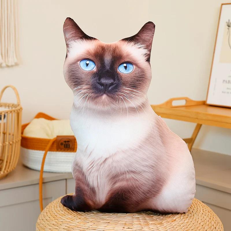 Niedliche lebensechte 3D Katzen Plüschtiere Stofftier Weiche Tierpuppe Simulation Schlafkissen Sofakissen Zeichentrickpuppe Heimdekor Geschenk 48cm von Joom DACH