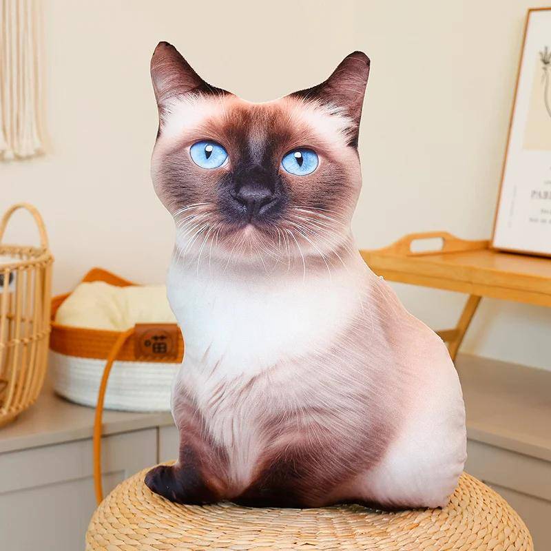 Niedliche lebensechte 3D Katzen Plüschtiere Stofftier Weiche Tierpuppe Simulation Schlafkissen Sofakissen Zeichentrickpuppe Heimdekor Geschenk 48cm von Joom DACH