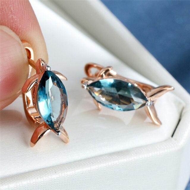 Niedlichen Tier Kleine Fische Ohrringe Vintage-Mode Rose Gold Farbe Hochzeit Ohrringe Marquise Kristall Zirkon Creolen Für Frauen hellblaue von Joom DACH