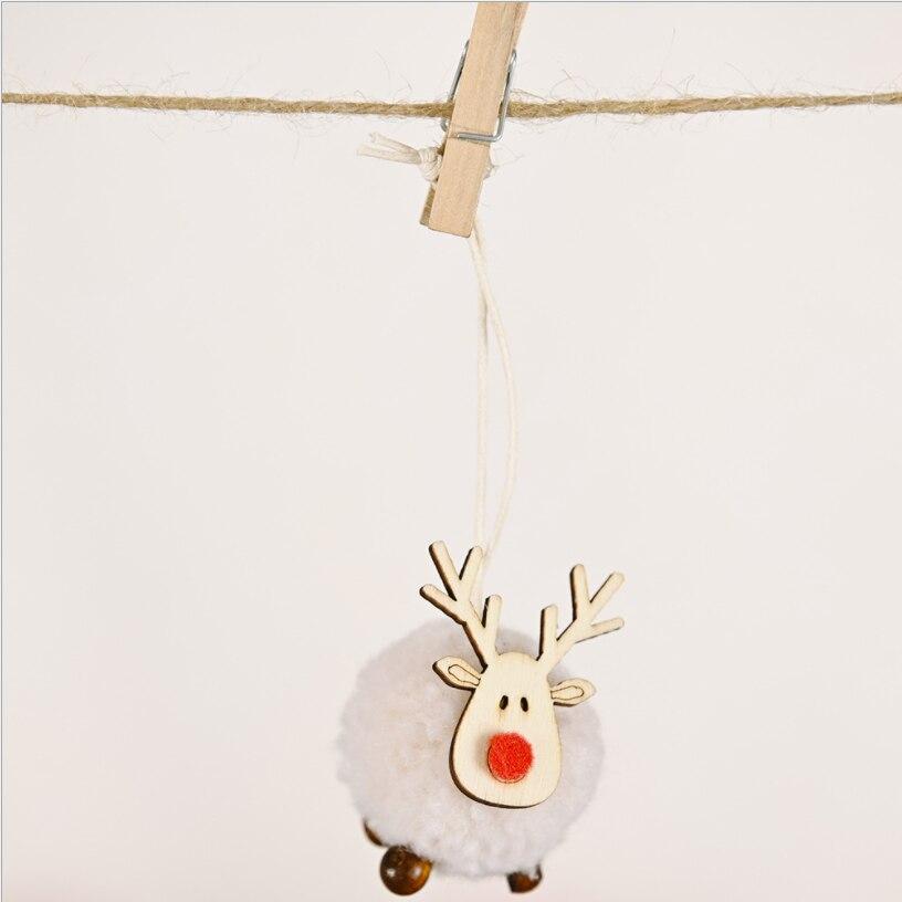 Niedlicher Filz-Elch-Weihnachtsbaumschmuck aus Holz zum Aufhängen, Anhänger, Hirsch, Bastelornament, Weihnachtsdekoration für Zuhause, Neujahr 2021, Kindergeschenk weiß von Joom DACH