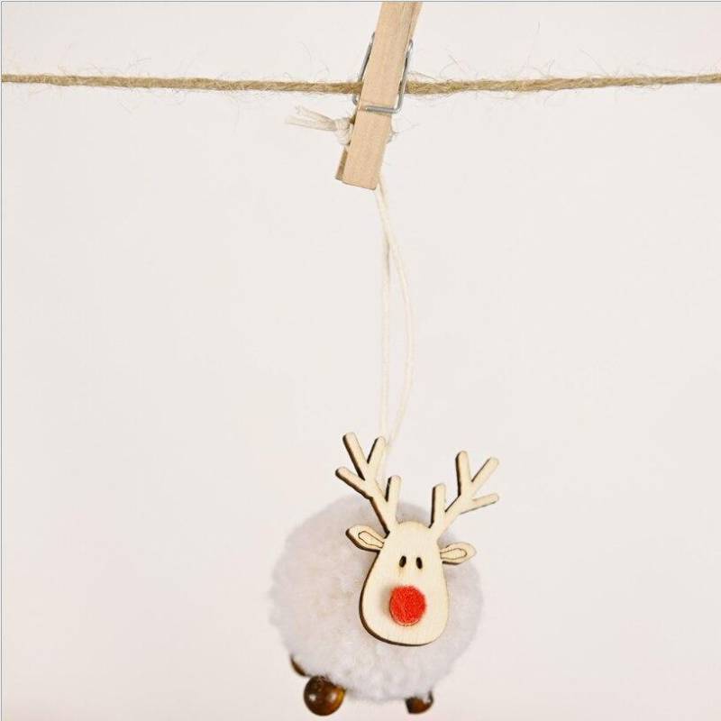 Niedlicher Filz-Elch-Weihnachtsbaumschmuck aus Holz zum Aufhängen, Anhänger, Hirsch, Bastelornament, Weihnachtsdekoration für Zuhause, Neujahr 2021, Kindergeschenk weiß von Joom DACH