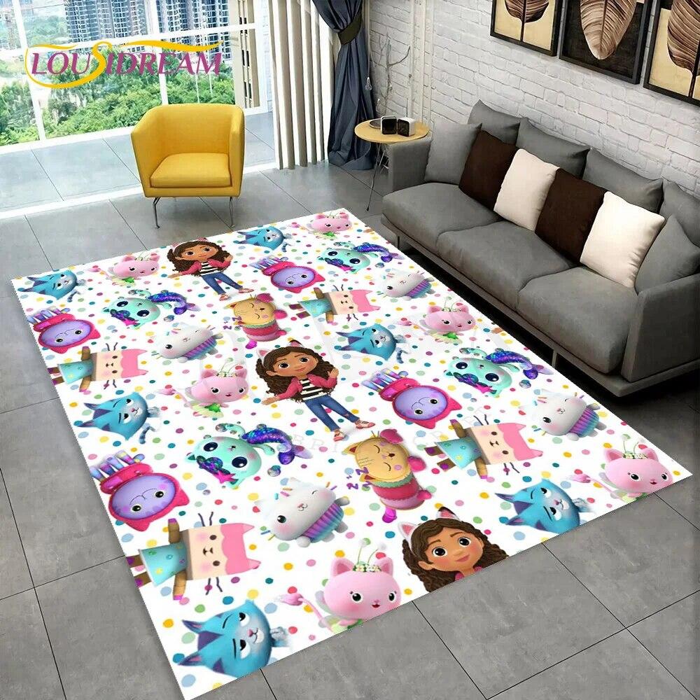 Niedlicher Gabbys Puppenhaus-Cartoon-Teppich für Zuhause, Wohnzimmer, Schlafzimmer, Sofa, Fußmatte, Dekor, Kinderspielbereich, rutschfeste Bodenmatte 100x150cm von Joom DACH