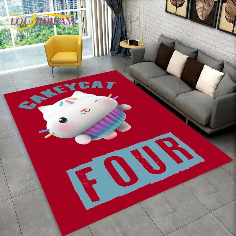 Niedlicher Gabbys Puppenhaus-Cartoon-Teppich für Zuhause, Wohnzimmer, Schlafzimmer, Sofa, Fußmatte, Dekor, Kinderspielbereich, rutschfeste Bodenmatte 40cm x 60cm von Joom DACH