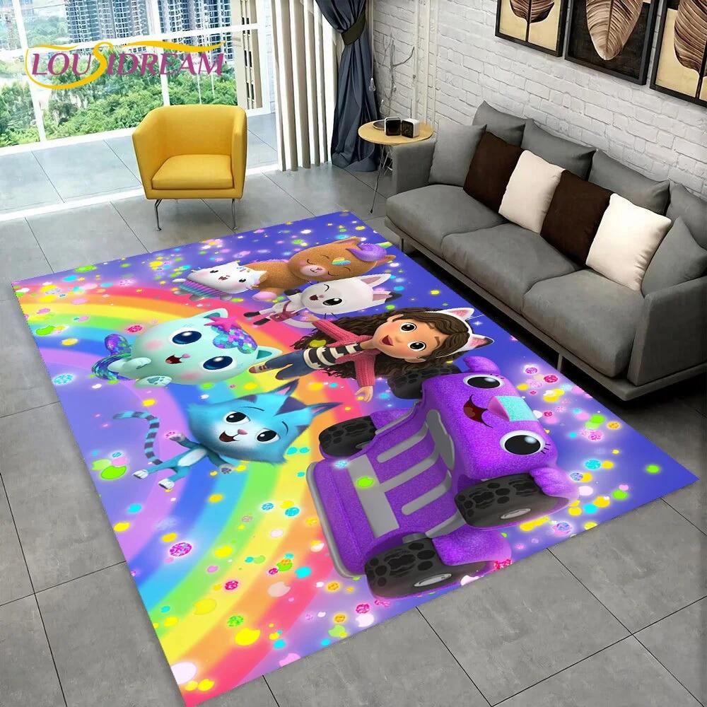 Niedlicher Gabbys Puppenhaus-Cartoon-Teppich für Zuhause, Wohnzimmer, Schlafzimmer, Sofa, Fußmatte, Dekor, Kinderspielbereich, rutschfeste Bodenmatte 40cm x 60cm von Joom DACH