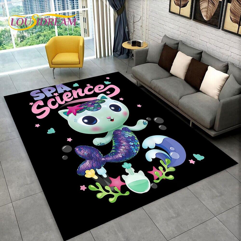Niedlicher Gabbys Puppenhaus-Cartoon-Teppich für Zuhause, Wohnzimmer, Schlafzimmer, Sofa, Fußmatte, Dekor, Kinderspielbereich, rutschfeste Bodenmatte 40cm x 60cm von Joom DACH
