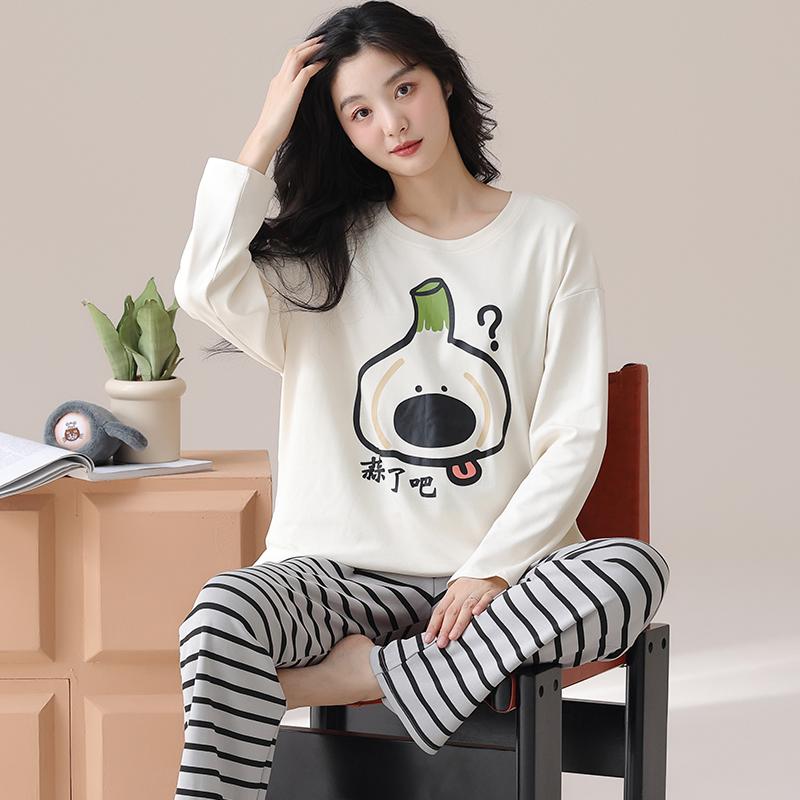 Niedlicher Hunde-Pyjama-Set für Damen, Herbst/Winter, lange Ärmel, lange Hosen, rosa, Nachtwäsche, Kawaii-Pyjama, gemütlicher Pyjama, weicher Pyjama, Mädchen-Pyjama 2XL von Joom DACH