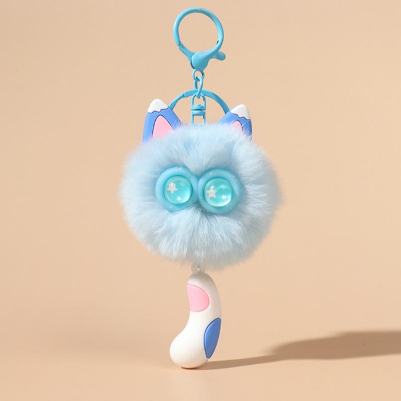 Niedlicher Rexkaninchenhaar Kätzchen Schlüsselanhänger Anhänger Mädchen Herz Plüsch Cartoon Puppe Puppe Taschenzubehör Geschenk himmelblaue von Joom DACH