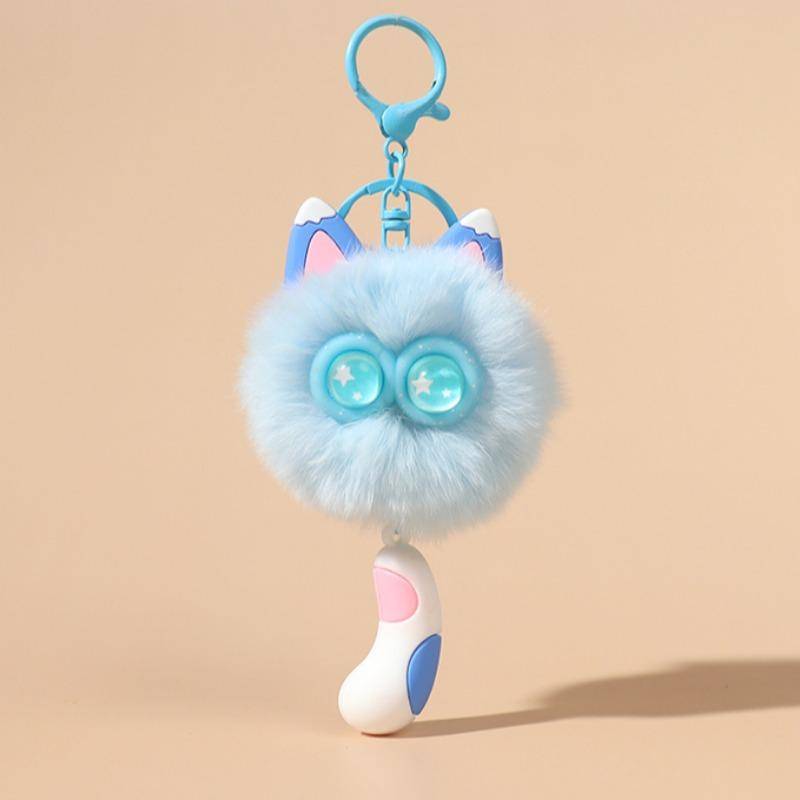 Niedlicher Rexkaninchenhaar Kätzchen Schlüsselanhänger Anhänger Mädchen Herz Plüsch Cartoon Puppe Puppe Taschenzubehör Geschenk himmelblaue von Joom DACH