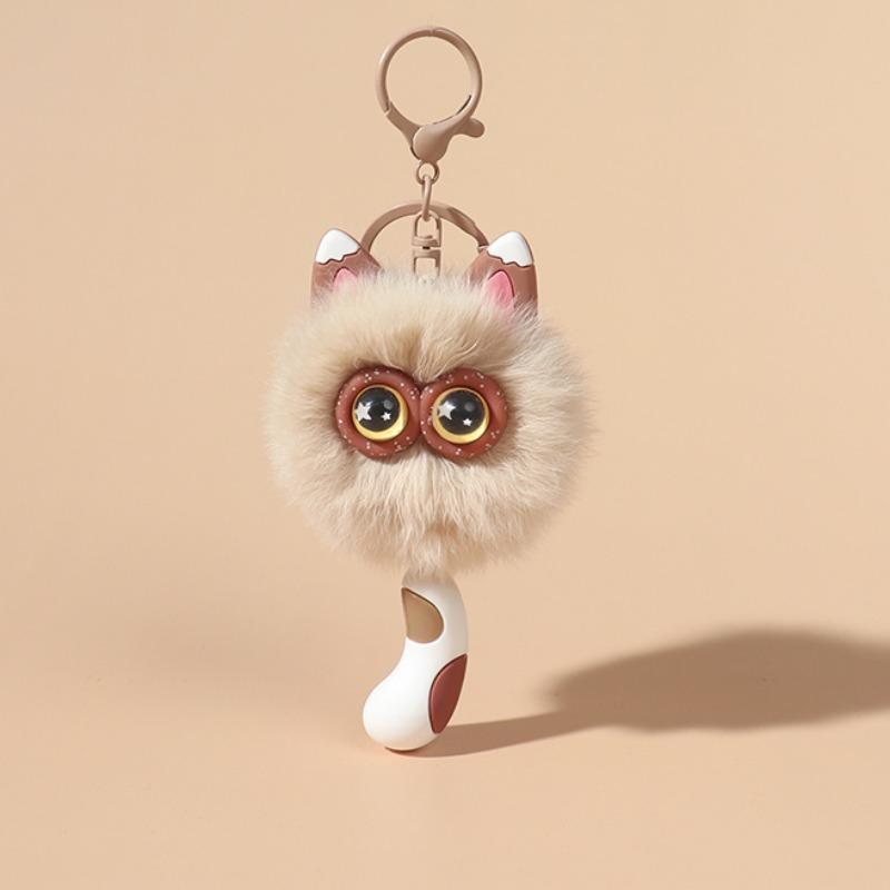 Niedlicher Rexkaninchenhaar Kätzchen Schlüsselanhänger Anhänger Mädchen Herz Plüsch Cartoon Puppe Puppe Taschenzubehör Geschenk khaki von Joom DACH