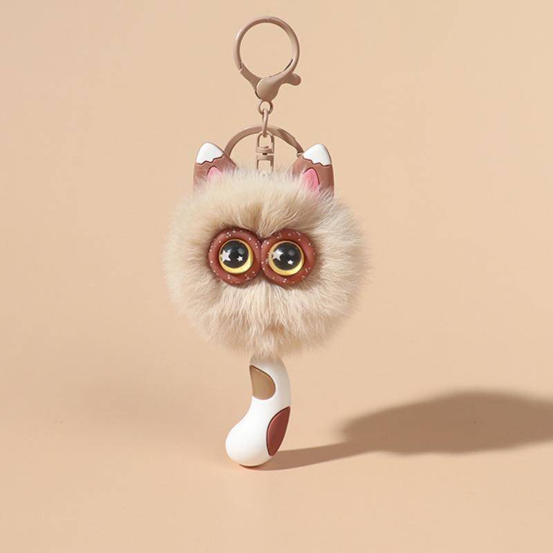 Niedlicher Rexkaninchenhaar Kätzchen Schlüsselanhänger Anhänger Mädchen Herz Plüsch Cartoon Puppe Puppe Taschenzubehör Geschenk khaki von Joom DACH