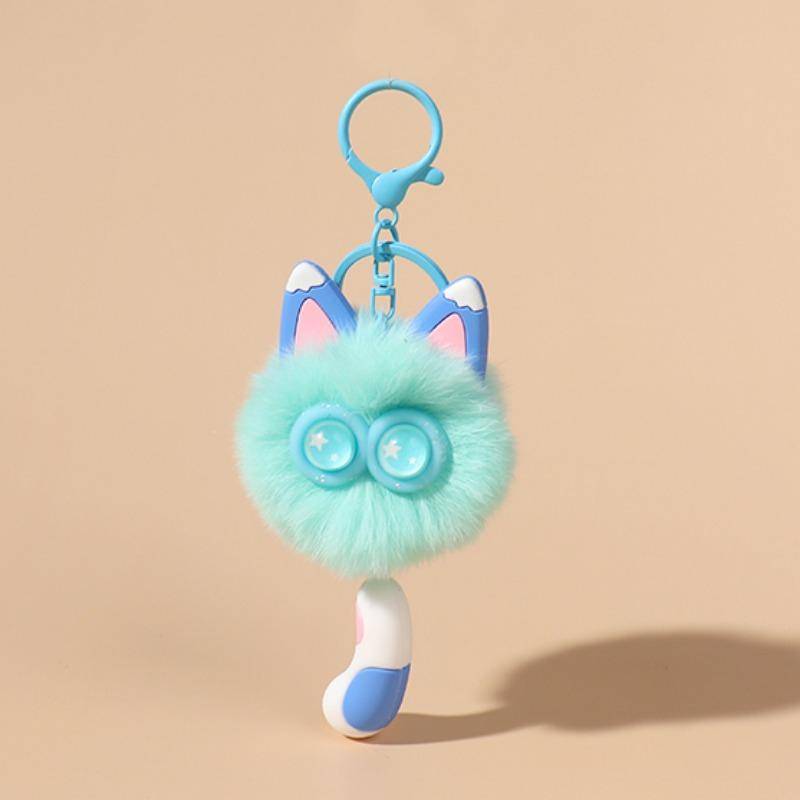 Niedlicher Rexkaninchenhaar Kätzchen Schlüsselanhänger Anhänger Mädchen Herz Plüsch Cartoon Puppe Puppe Taschenzubehör Geschenk von Joom DACH