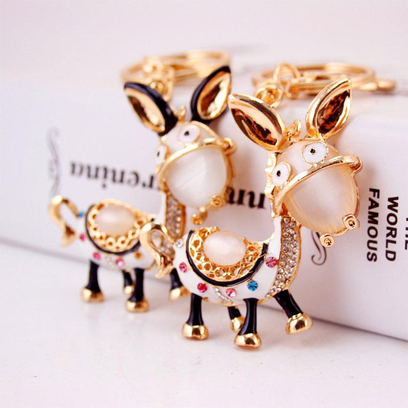 Niedlicher Strass Esel Auto Schlüsselanhänger - Damen Taschenzubehör & Kleines Geschenk Total length: 11.5cm, Donkey: 7.0*5.0cm von Joom DACH