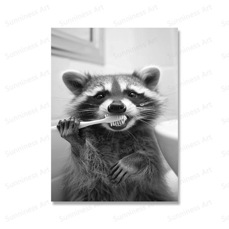 Niedlicher Waschbär, der auf der Toilette sitzt und Zähne putzt & Papier auf dem Kopf, Gemälde auf Leinwand, lustige Toiletten-Leinwandbilder, Badezimmerdekor 30x40cm No Framed rot Niedlicher Waschbär, der auf der Toilette sitzt und Zähne putzt & Papier auf dem Kopf, Gemälde auf Leinwand, lustige Toiletten-Leinwandbilder, Badezimmerdekor 30x40cm No Framed rot von Joom DACH