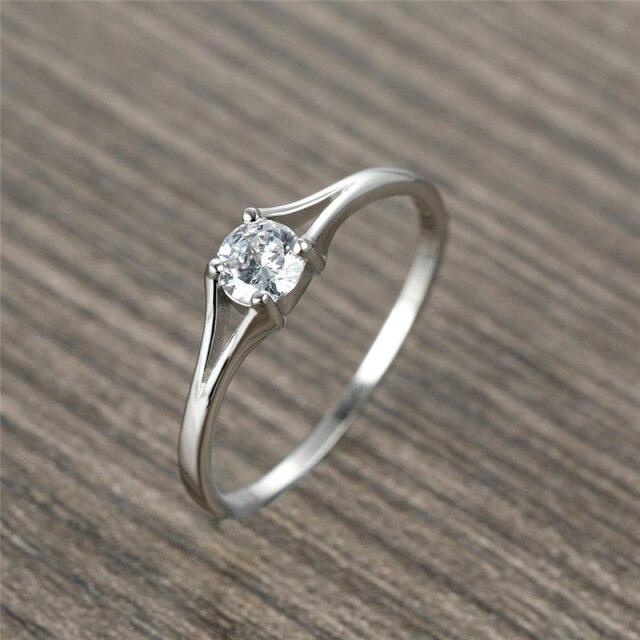 Niedlicher kleiner runder Verlobungsring mit weißem Zirkon für Frauen, 925 Sterlingsilber/Roségold, Labordiamant-Ring, weiblicher Hochzeitsschmuck 10 silber von Joom DACH