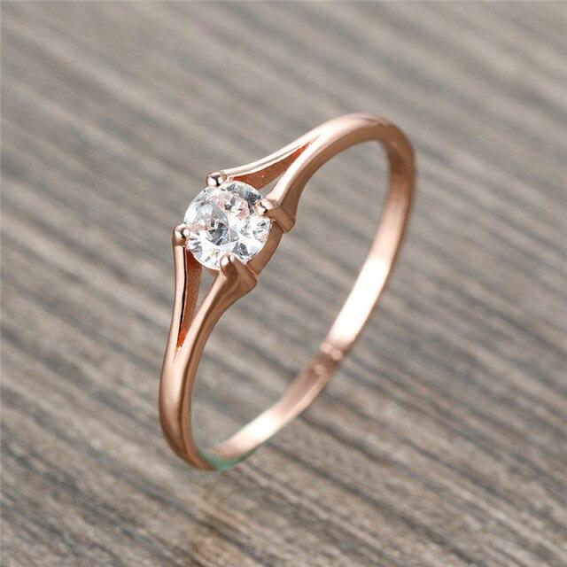 Niedlicher kleiner runder Verlobungsring mit weißem Zirkon für Frauen, 925 Sterlingsilber/Roségold, Labordiamant-Ring, weiblicher Hochzeitsschmuck 9 rose gold von Joom DACH