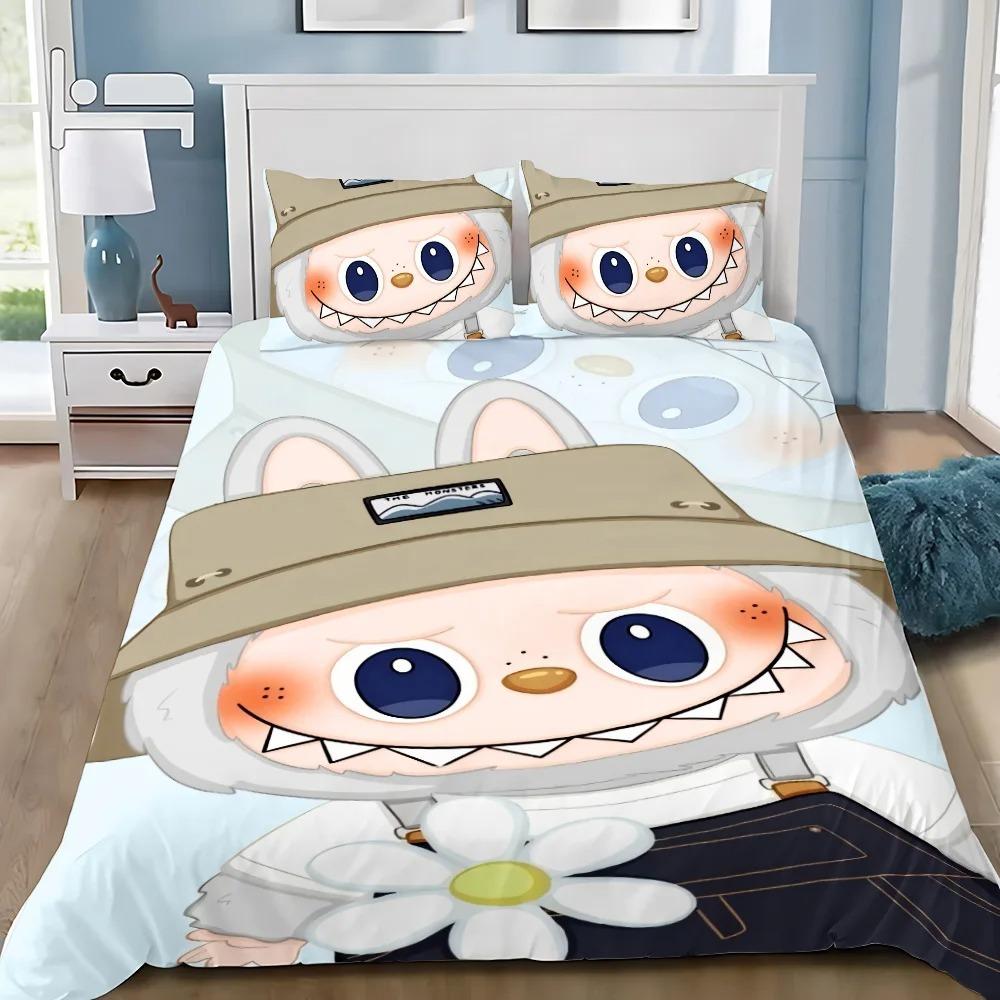 Niedliches 3D Labu Bettwäsche 2/3-teiliges Schlafzimmer-Set, Kindergeschenk Teenager Erwachsene Mikrofaser Doppelbett Bettbezug mit Reißverschluss Raumdeko 140X200cm 2pcs von Joom DACH