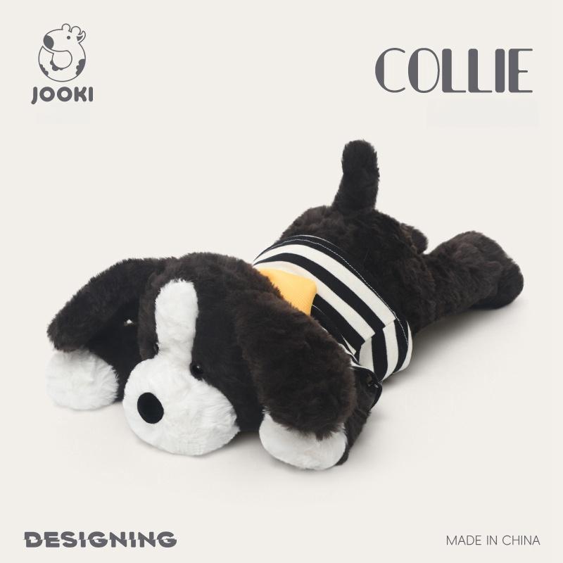 Niedliches Cartoon Border Collie Plüschtier Kawaii Cure Schwarz und Weiß Welpe Stoffpuppe Weiches Sofakissen für Kinder Geburtstags-Weihnachtsgeschenke 45cm von Joom DACH