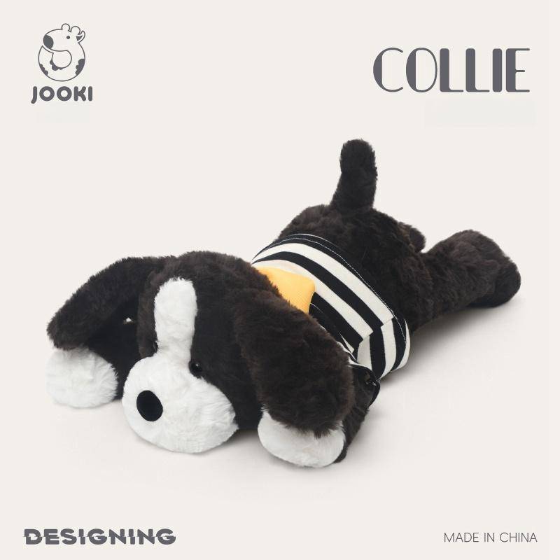 Niedliches Cartoon Border Collie Plüschtier Kawaii Cure Schwarz und Weiß Welpe Stoffpuppe Weiches Sofakissen für Kinder Geburtstags-Weihnachtsgeschenke 45cm von Joom DACH