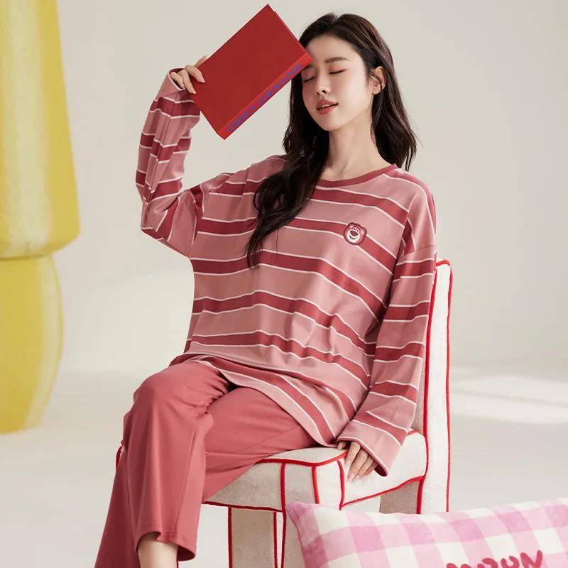 Niedliches Katzen-Pyjama-Set Damen Herbst Winter Langärmlig Lange Hose Nachtwäsche Weiche Pijamas Gemütliche Pyjamas Kawaii Nachthemd Mädchen 2XL von Joom DACH