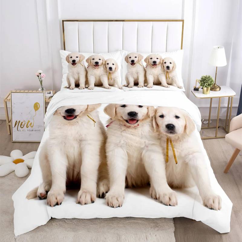 Niedliches Katzenbettwäsche-Bettdeckenset King-Size, Bettbezug für Kinder/Teenager Jungen/Mädchen, Tier-Haustier-Themenbettset + Kissenbezüge Bettwäsche EU single(135x200cm) von Joom DACH