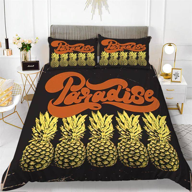 Niedliches Schickes Frucht-Bettwäscheset für Kinder Mädchen Jungen Zimmerdekor Tropischer Ananas Kirsche Granatapfel Druck Bettbezug Kissenbezüge EU single(135x200cm) von Joom DACH