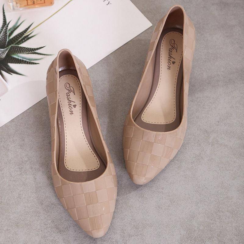 Niedrige Wasserdichte Schuhe Regenschuhe Regenstiefel Damen Sommer Niedriger Schaft Küche Arbeit Gummischuhe Jelly Überziehschuhe Rutschfest 41 apricot von Joom DACH