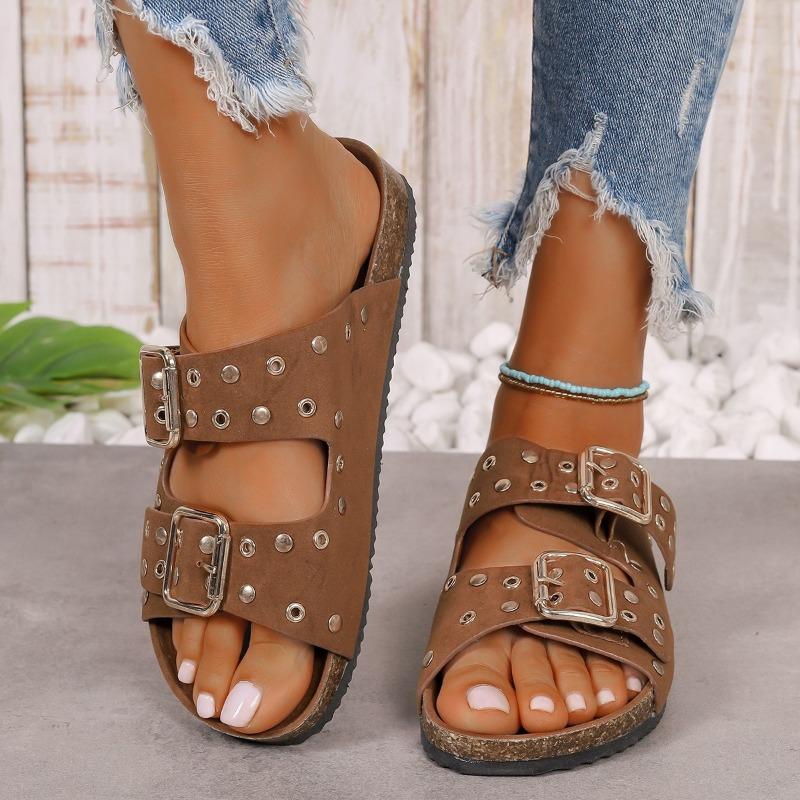 Niedriger Preis Schuhe Weibliche Offene spitze frauen Hausschuhe Sommer Niet Schnalle 43 braun von Joom DACH