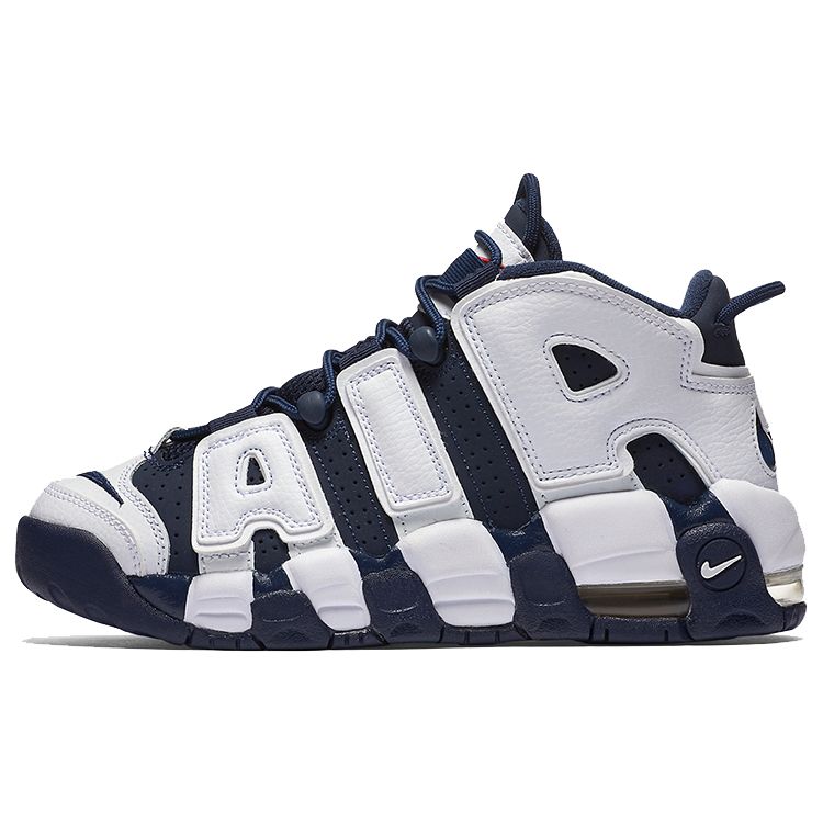 Nike Air More Uptempo Olympic Synthetisches Leder Bequem Rutschfest Stoßdämpfend Langlebig Mid-Top Kinder Basketballschuhe 415082-104(2020) 38.5 von Joom DACH