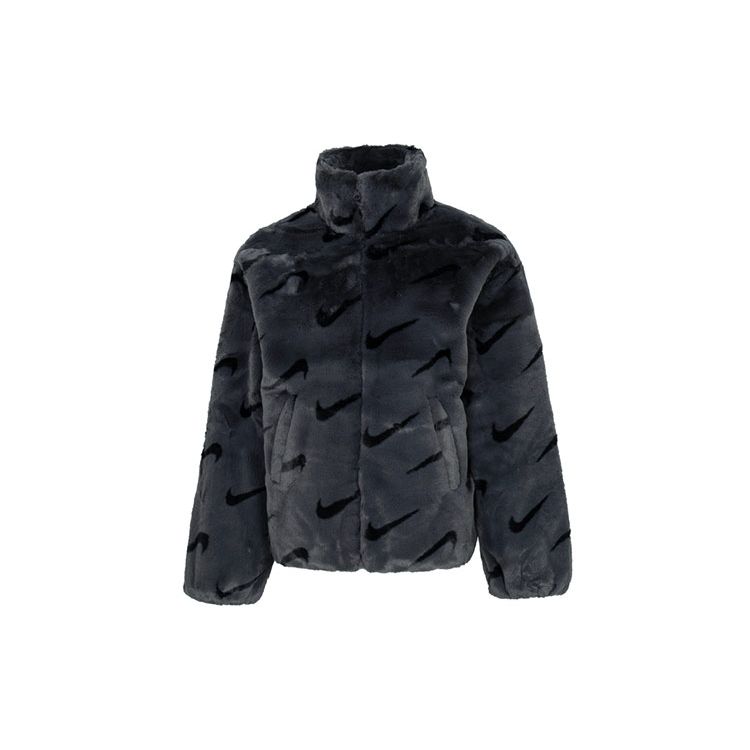 Nike Damen Jacke aus bedrucktem Kunstfell (Asiatische Größen) Dunkelrauchgrau Damen Streetwear DQ6843-070 M von Joom DACH