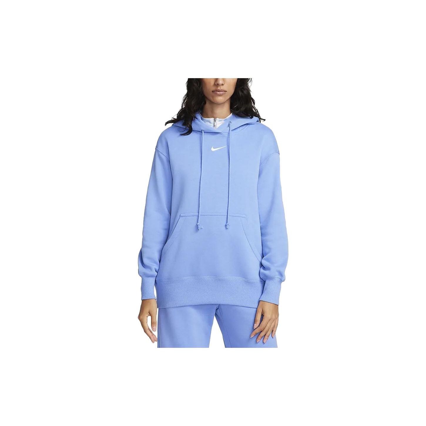 Nike Phoenix Fleece Einfarbiges Kapuzen-Casual-Fleece Langarm-Sweatshirt Damen-Sweatshirt Polarblau DQ5861-450 S von Joom DACH